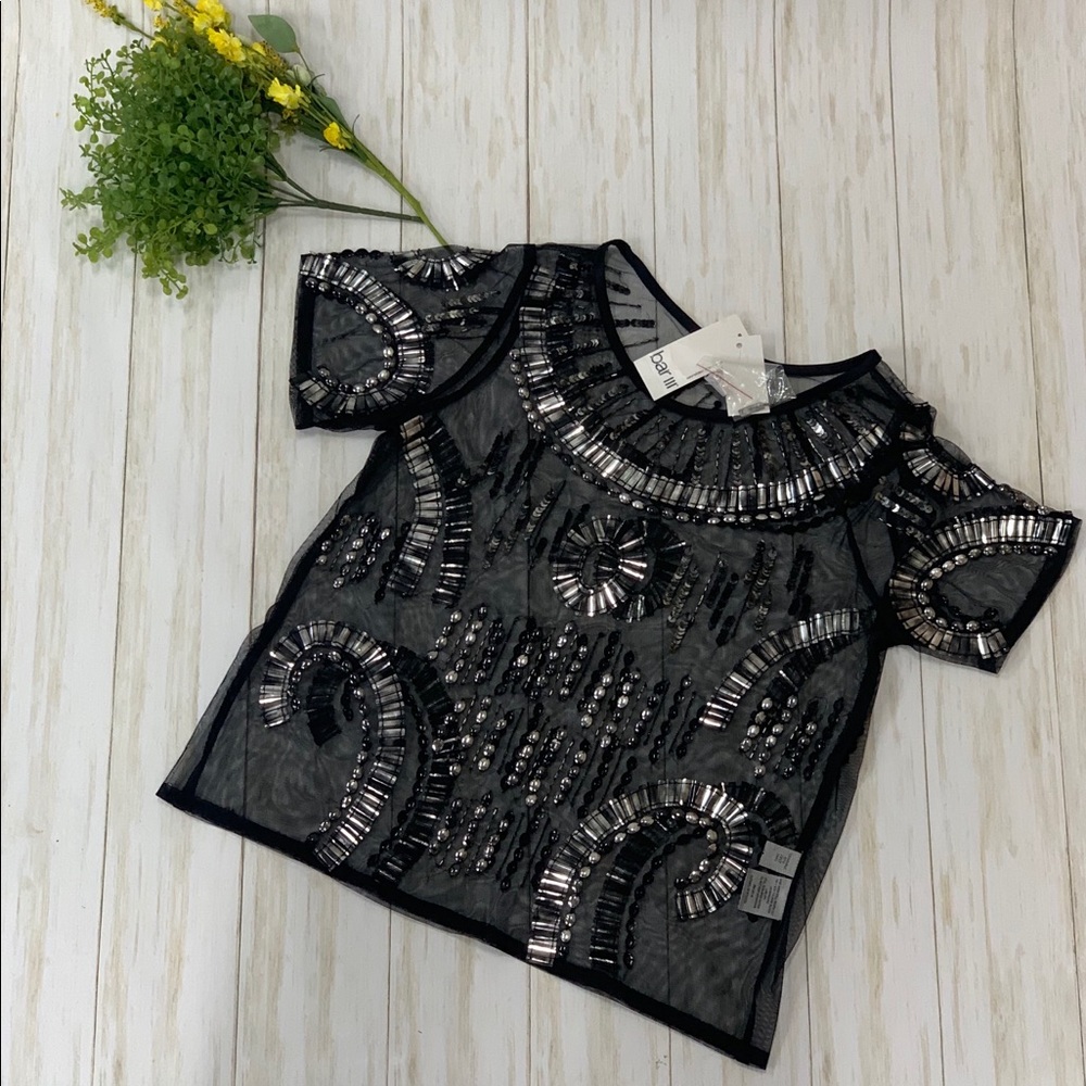 Bar III see through sequin shirt